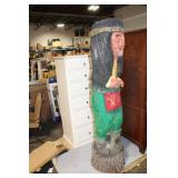 Large Hand-Carved Wooden Native American Statue