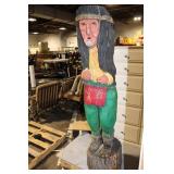 Large Hand-Carved Wooden Native American Statue