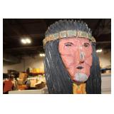 Large Hand-Carved Wooden Native American Statue