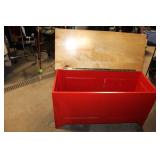 Red Wooden Storage Bench with Lift-Top