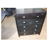 Black Wooden Dresser with 5 Drawers