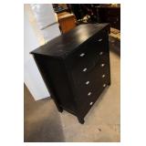 Black Wooden Dresser with 5 Drawers