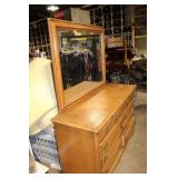 Vintage Wooden Dresser with Mirror
