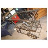 Vintage Metal and Glass Rolling Bar Cart with Shelves