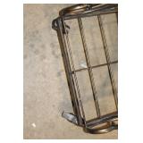 Vintage Metal and Glass Rolling Bar Cart with Shelves