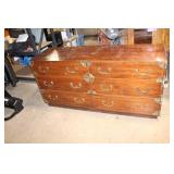 Vintage Wooden Dresser with Brass Accents