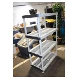 Adjustable Heavy-Duty Plastic Shelving Unit with 4 Shelves