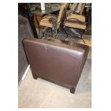 Brown Leather Armless Chair with Minor Wear
