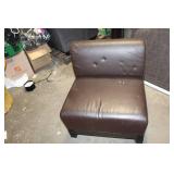 Brown Leather Armless Chair with Minor Wear