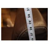 Brown Leather Armless Chair with Minor Wear