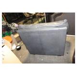 Used Grey Leather Armchair with Cushioned Back