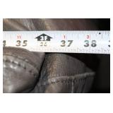 Used Grey Leather Armchair with Cushioned Back