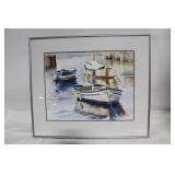 Framed Watercolor Painting: Boats - Inside the Quay, Cornwall by Charissa Cole