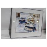 Framed Watercolor Painting: Boats - Inside the Quay, Cornwall by Charissa Cole
