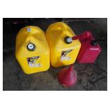 *3* Fuel Cans and Funnel - 5-Gallon Diesel, 2-Gallon Gas