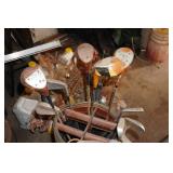 Large Assortment - Tools, Saw Horses, Golf Clubs