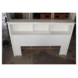 White Bed Frame and Headboard with Storage - Full