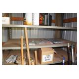 Shelves with Contents - Shovels, Paint, Rakes, Cords