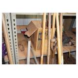 Shelves with Contents - Shovels, Paint, Rakes, Cords