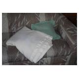 Sofa with Pillows and Throw Blanket