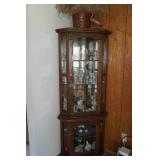 Corner Storage Cabinet with Contents