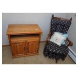 Wooden Entertainment Cabinet with Chair