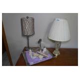 *2* Table Lamps with Vintage Hair Brush Set and Assorted Décor