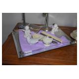 *2* Table Lamps with Vintage Hair Brush Set and Assorted Décor