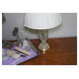 *2* Table Lamps with Vintage Hair Brush Set and Assorted Décor