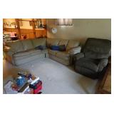 Couch with Pillows and Recliner