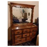 Large Wooden Dresser with Mirror