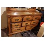 Large Wooden Dresser with Mirror