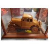 Wooden Model Car in Glass Case