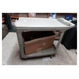 Rubbermaid Rolling Cart with Box of VHS Movies