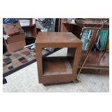 Metal Rolling Cart with Square Wooden Shelf