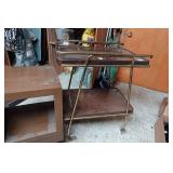 Metal Rolling Cart with Square Wooden Shelf
