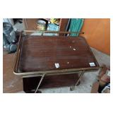 Metal Rolling Cart with Square Wooden Shelf