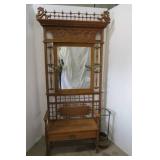 Mirrored hall tree with drawer and ...