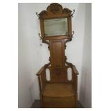 Mirrored hall tree with seat and st...