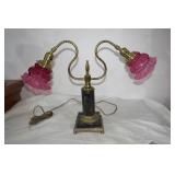Marble and brass double electric la...