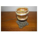 Amber glass lamp with metal base...