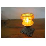 Amber glass lamp with metal base...