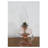 Pink depression kerosene lamp...