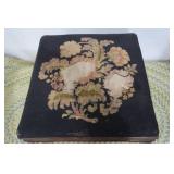 Upholstered carved foot rest, needs...