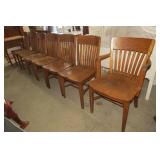 (6) Wood chairs including one capta...