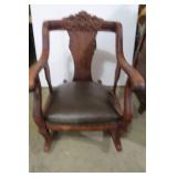 Oversized carved leather seat rocke...
