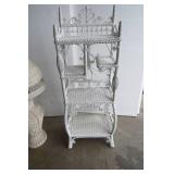 Vintage wicker floor lamp and shelv...