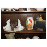 Decorative chickens, some cast iron...