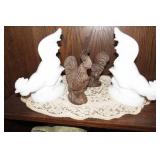 Decorative chickens, some cast iron...