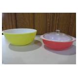Pyrex bowls, pink one cover does no...